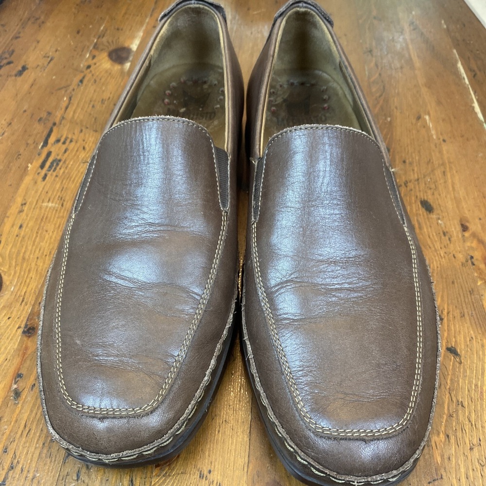Mephisto Slip on Loafers Driving Shoes Men's 9.5 Cool-Air Brown Leather Moccasin - Picture 3 of 10